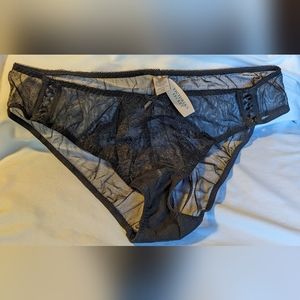 NWT Vintage Victoria's Secret Black Lace and Sheer Panties